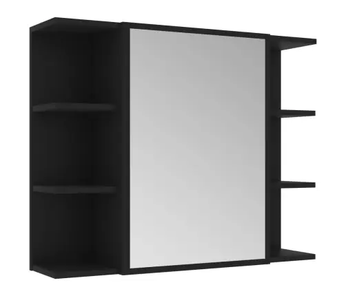 4-Osaline Vannitoamööbli Komplekt, Must, Puitlaastplaat