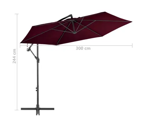 Gembinis Sodo Skėtis Su Aliuminio Stulpu, Raudonas, 300Cm