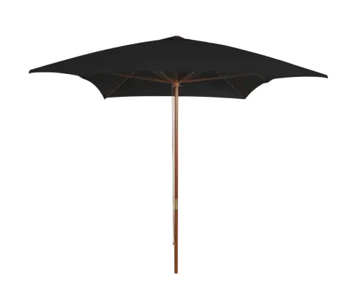 Dārza Saulessargs Ar Koka Kātu, Melns, 200X300 Cm Vidaxl