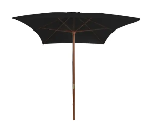 Dārza Saulessargs Ar Koka Kātu, Melns, 200X300 Cm Vidaxl