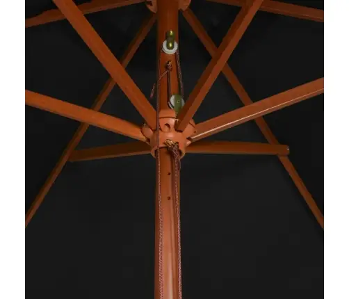 Dārza Saulessargs Ar Koka Kātu, Melns, 200X300 Cm Vidaxl