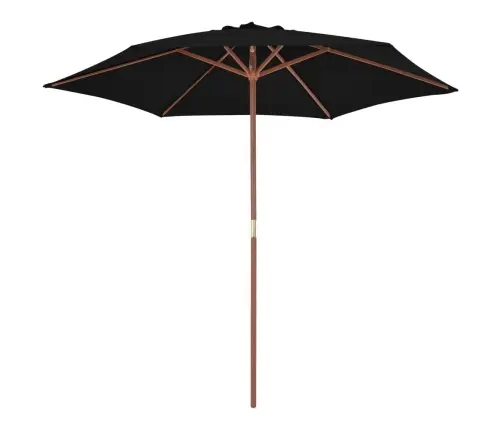 Dārza Saulessargs Ar Koka Kātu, Melns, 270 Cm Vidaxl