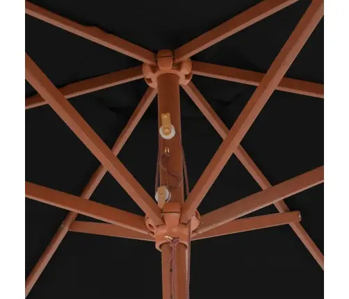 Dārza Saulessargs Ar Koka Kātu, Melns, 270 Cm Vidaxl