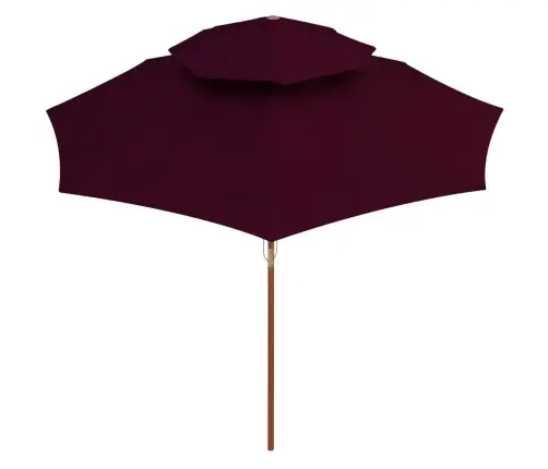 Saulessargs Ar Dubultu Jumtu, Bordo Sarkans, 270 Cm, Koka Kāts Vidaxl