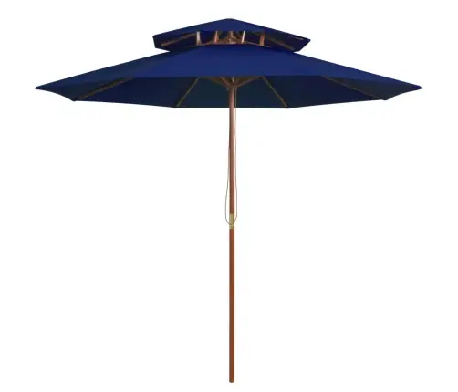 Saulessargs Ar Dubultu Jumtu, Zils, 270 Cm, Koka Kāts Vidaxl