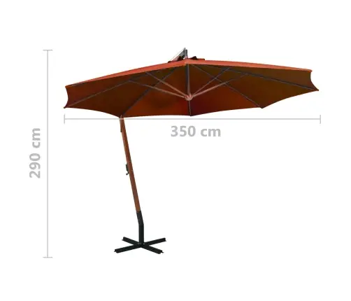 Kabantis Sodo Skėtis Su Stulpu, Terakota, 3,5X2,9M, Eglė Kabantis Sodo Skėtis Su Stulpu, Terakota, 3,5X2,9M, Eglė