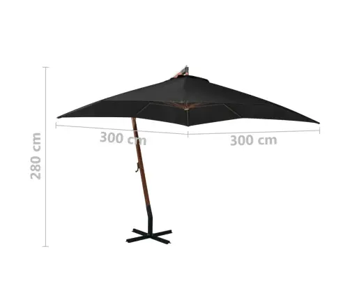 Saulessargs, Iekarams, 3X3 M, Egles Masīvkoka Kāts, Melns Vidaxl