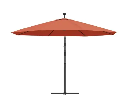 Saulessargs Ar Led Gaismām, 350 Cm, Sarkanbrūns Vidaxl