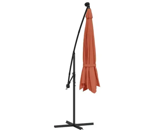 Saulessargs Ar Led Gaismām, 350 Cm, Sarkanbrūns Vidaxl