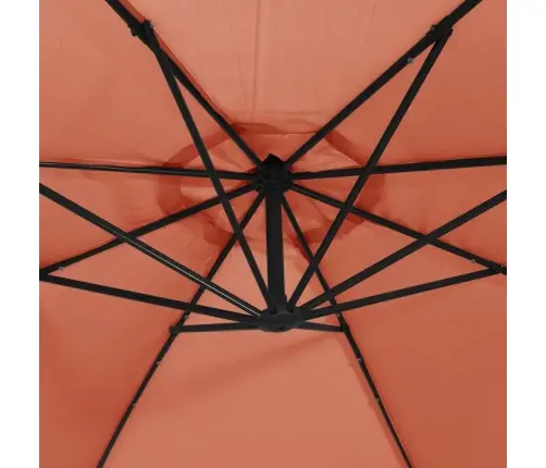 Saulessargs Ar Led Gaismām, 350 Cm, Sarkanbrūns Vidaxl