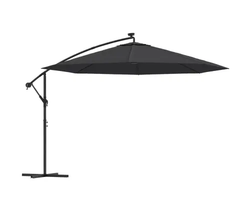 Gembinis Sodo Skėtis Nuo Saulės Su Led, Juodos Spalvos, 350Cm