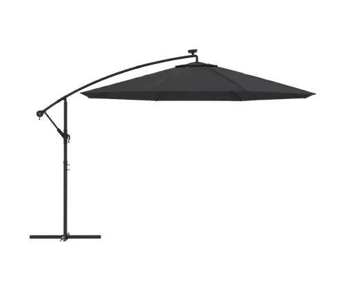 Gembinis Sodo Skėtis Nuo Saulės Su Led, Juodos Spalvos, 350Cm