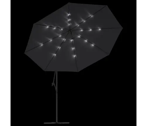 Gembinis Sodo Skėtis Nuo Saulės Su Led, Juodos Spalvos, 350Cm