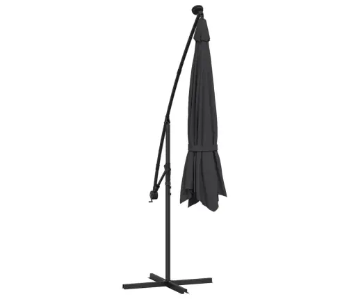 Gembinis Sodo Skėtis Nuo Saulės Su Led, Juodos Spalvos, 350Cm