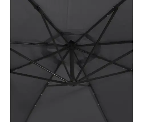 Gembinis Sodo Skėtis Nuo Saulės Su Led, Juodos Spalvos, 350Cm