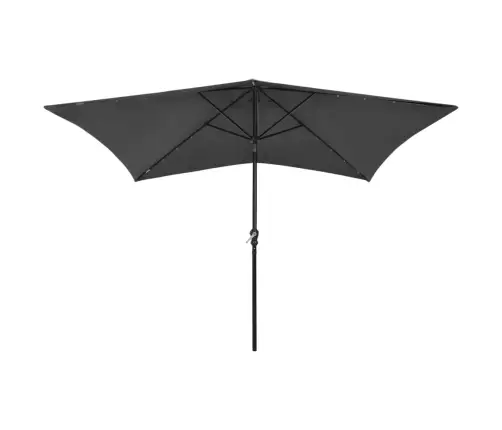 Saulessargs Ar Led Un Tērauda Kātu, 2X3 M, Antracītpelēks Vidaxl