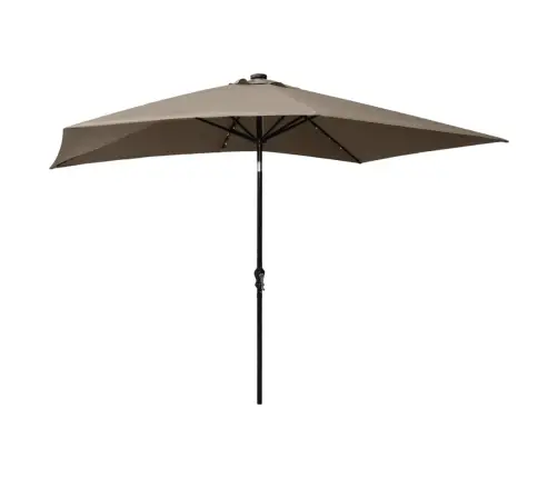 Saulessargs Ar Led Un Tērauda Kātu, 2X3 M, Pelēkbrūns Vidaxl