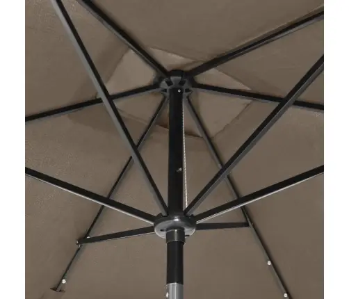 Saulessargs Ar Led Un Tērauda Kātu, 2X3 M, Pelēkbrūns Vidaxl