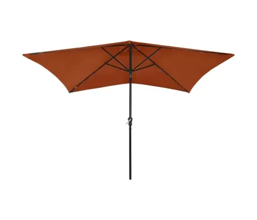 Saulessargs Ar Led Un Tērauda Kātu, 2X3 M, Sarkanbrūns Vidaxl