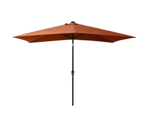 Saulessargs Ar Led Un Tērauda Kātu, 2X3 M, Sarkanbrūns Vidaxl