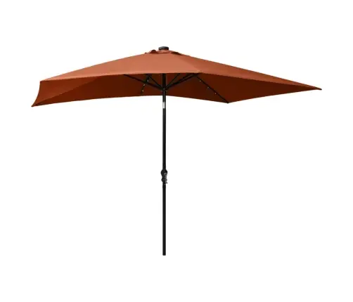 Saulessargs Ar Led Un Tērauda Kātu, 2X3 M, Sarkanbrūns Vidaxl