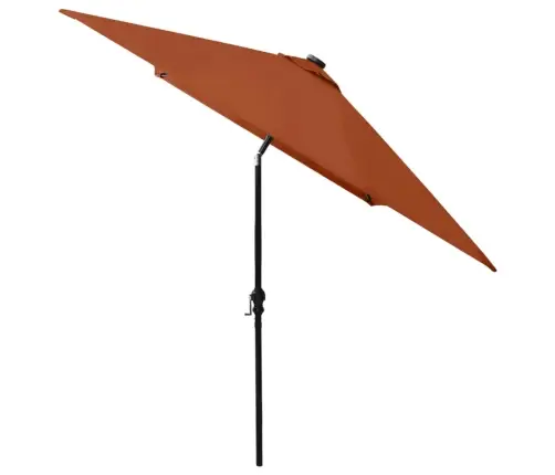 Saulessargs Ar Led Un Tērauda Kātu, 2X3 M, Sarkanbrūns Vidaxl