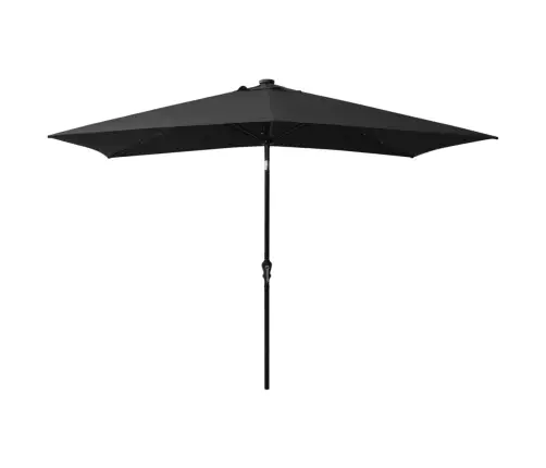 Saulessargs Ar Led Un Tērauda Kātu, 2X3 M, Melns Vidaxl