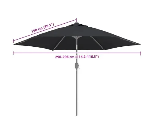 Saulessarga Rezerves Audums, Melns, 300 Cm Vidaxl