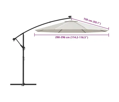 Saulessarga Rezerves Audums, Smilšu Balts, 300 Cm Vidaxl