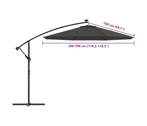 Saulessarga Rezerves Audums, Antracītpelēks, 300 Cm Vidaxl