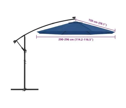 Pakaitinis Audinys Gembiniam Skėčiui, Tamsiai Mėlynas, 300Cm