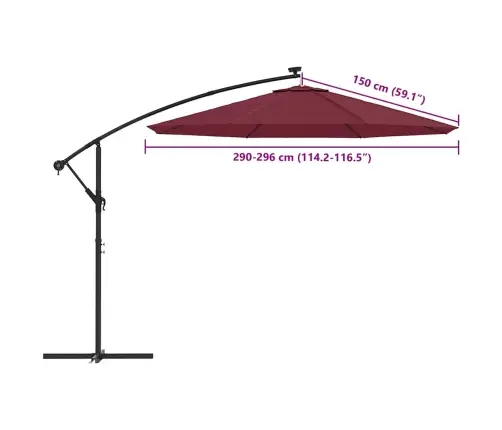 Saulessarga Rezerves Audums, Bordo Sarkans, 300 Cm Vidaxl