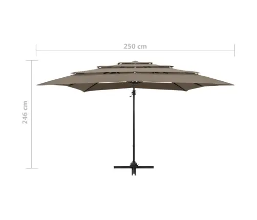 4-Līmeņu Saulessargs Ar Alumīnija Kātu, 250X250 Cm, Pelēkbrūns Vidaxl