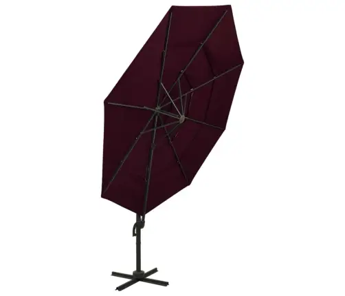 4-Līmeņu Saulessargs Ar Alumīnija Kātu, 3X3 M, Bordo Sarkans Vidaxl