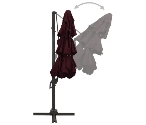 4-Līmeņu Saulessargs Ar Alumīnija Kātu, 3X3 M, Bordo Sarkans Vidaxl