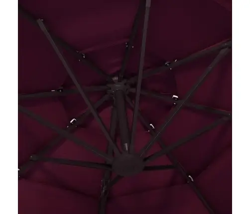 4-Līmeņu Saulessargs Ar Alumīnija Kātu, 3X3 M, Bordo Sarkans Vidaxl