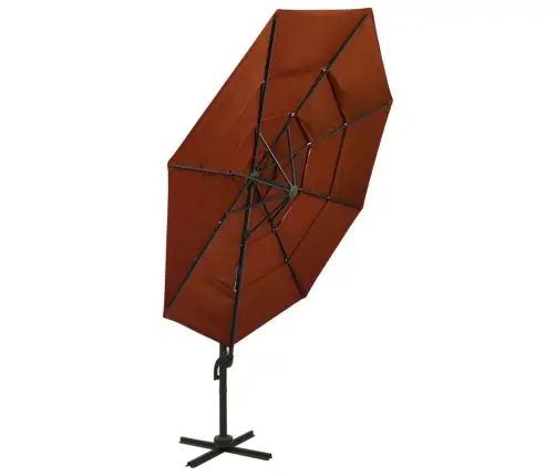 4-Līmeņu Saulessargs Ar Alumīnija Kātu, 3X3 M, Sarkanbrūns Vidaxl