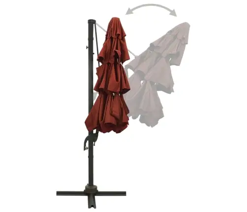 4-Līmeņu Saulessargs Ar Alumīnija Kātu, 3X3 M, Sarkanbrūns Vidaxl