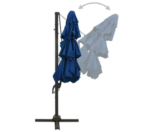 4-Līmeņu Saulessargs Ar Alumīnija Kātu, 3X3 M, Debeszils Vidaxl