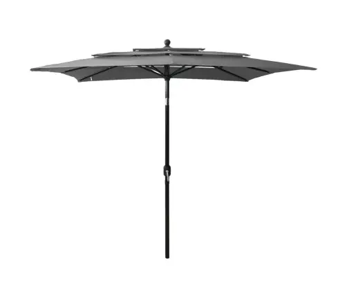 3-Līmeņu Saulessargs Ar Alumīnija Kātu, 2,5X2,5 M, Pelēks Vidaxl