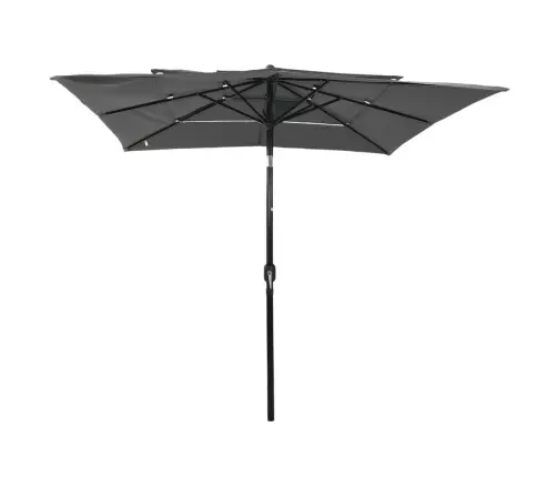 3-Līmeņu Saulessargs Ar Alumīnija Kātu, 2,5X2,5 M, Pelēks Vidaxl