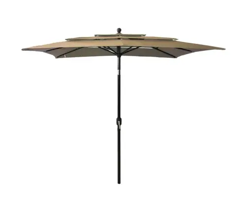 Sodo Skėtis Su Aliuminio Stulpu, Taupe, 2,5X2,5M, 3 Aukščių
