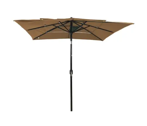 Sodo Skėtis Su Aliuminio Stulpu, Taupe, 2,5X2,5M, 3 Aukščių