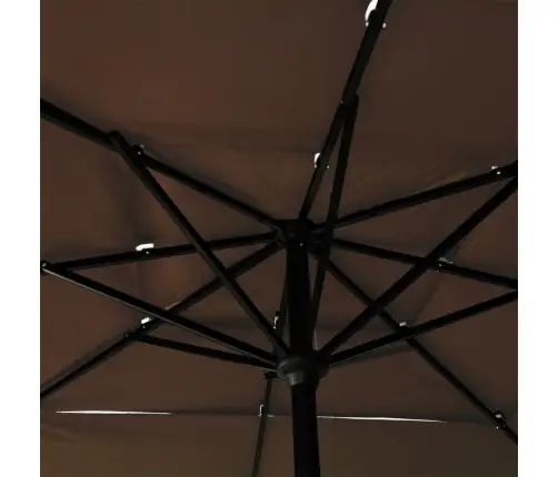 Sodo Skėtis Su Aliuminio Stulpu, Taupe, 2,5X2,5M, 3 Aukščių