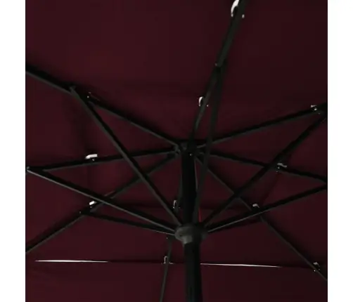 3-Līmeņu Saulessargs Ar Alumīnija Kātu, 2,5X2,5 M, Vīnsarkans Vidaxl