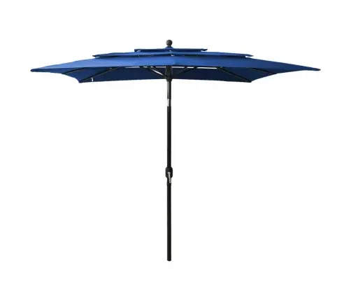 3-Līmeņu Saulessargs Ar Alumīnija Kātu, 2,5X2,5 M, Debeszils Vidaxl