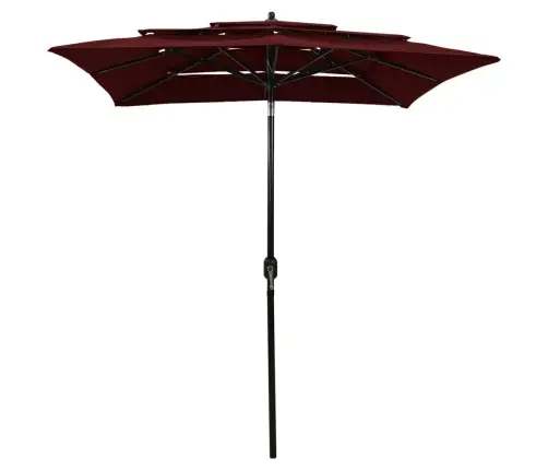 Sodo Skėtis Su Aliuminio Stulpu, Raudonas, 2X2M, 3 Aukščių