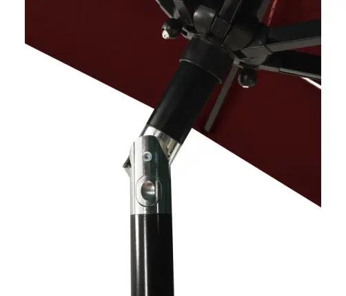 Sodo Skėtis Su Aliuminio Stulpu, Raudonas, 2X2M, 3 Aukščių