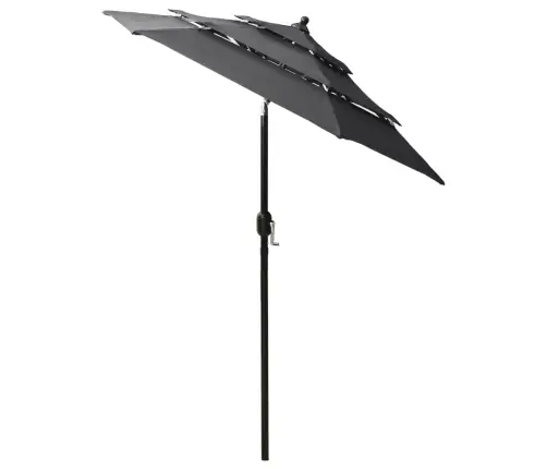 3-Līmeņu Saulessargs Ar Alumīnija Kātu, 2 M, Antracītpelēks Vidaxl