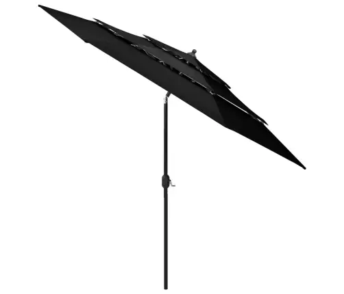 3-Līmeņu Saulessargs Ar Alumīnija Kātu, 3 M, Melns Vidaxl